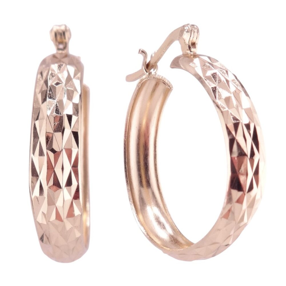 .925 Sterling Silver Gold Plated Hoop Earrings with Lever Back Closure 7/8" NWOT